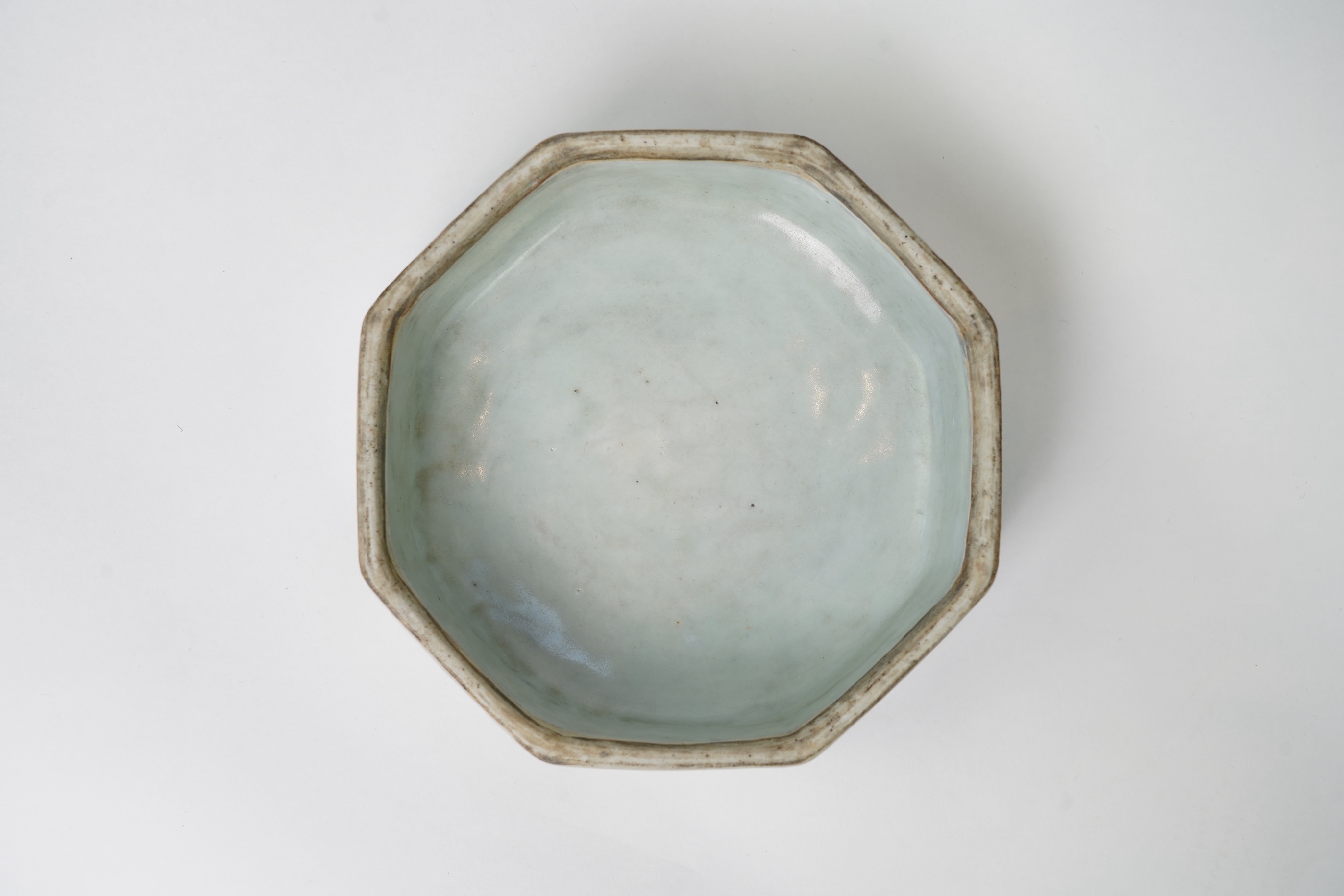 A Chinese blue and white hexagonal box and cover, made for the Islamic Market, possibly Ming dynasty